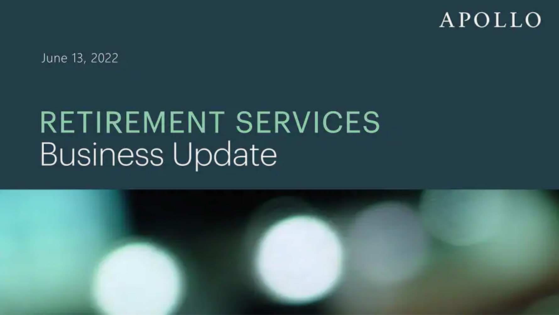 Video thumbnail of Apollo’s Retirement Services Business Update