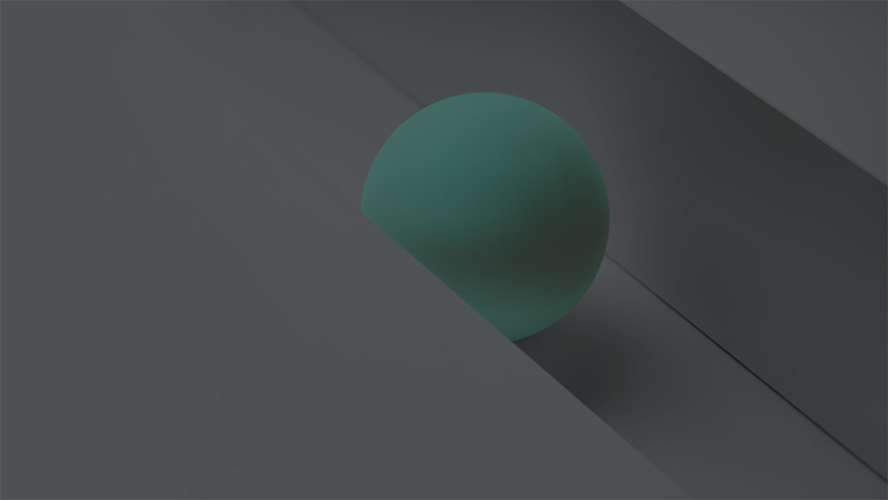 abstract shapes with a green ball on a tan background