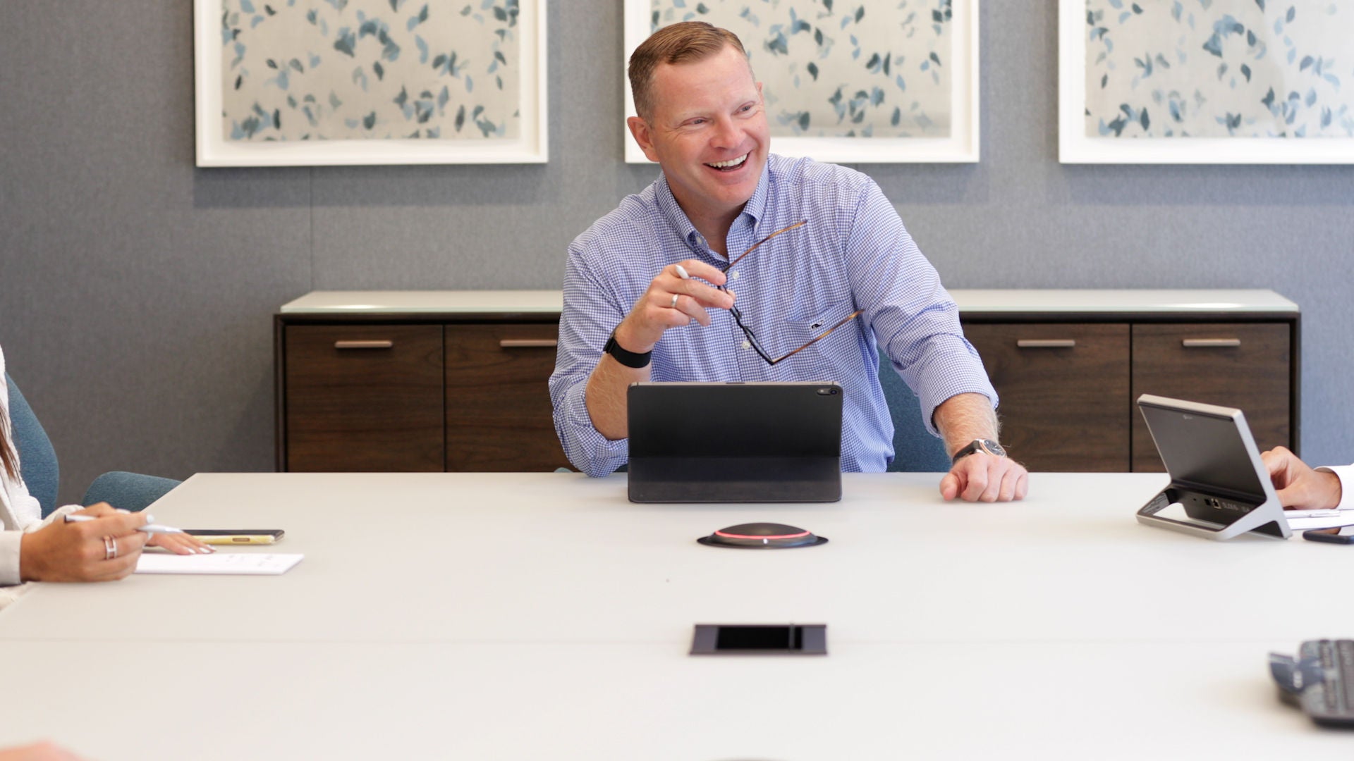 colleagues meeting in a modern conference room 